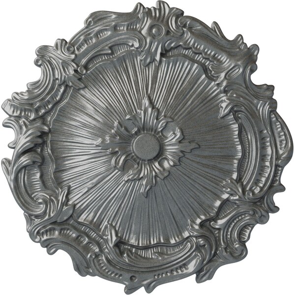 Ekena Millwork Plymouth Ceiling Medallion (Fits Canopies up to 1 5/8"), Hand-Painted Platinum, 16 3/4"OD x 1 3/8"P CM16PLPLS - main